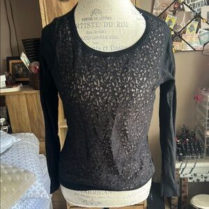 Loft Black Lace Front Sweater - SP
